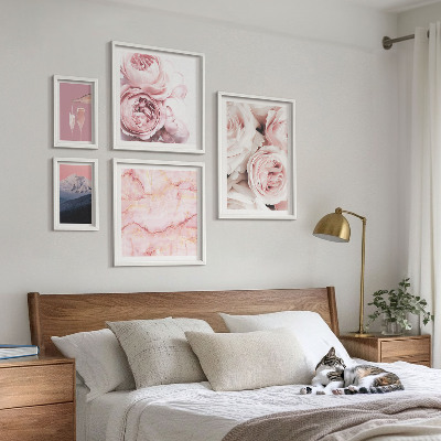 Modernes wandbilder-set Elegante Akzente aus rosa Blüten