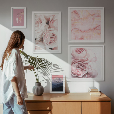 Modernes wandbilder-set Elegante Akzente aus rosa Blüten