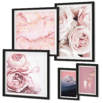 Modernes wandbilder-set Elegante Akzente aus rosa Blüten