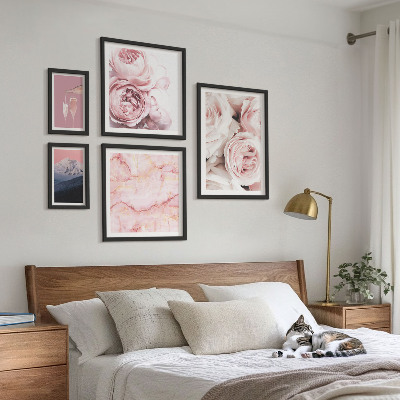 Modernes wandbilder-set Elegante Akzente aus rosa Blüten