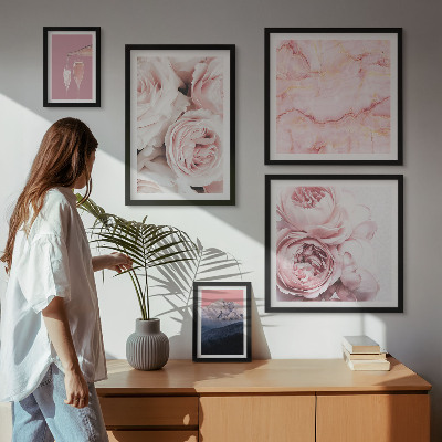 Modernes wandbilder-set Elegante Akzente aus rosa Blüten