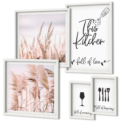 Modernes wandbilder-set Boho-Küche – Liebe zum Kochen