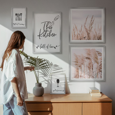 Modernes wandbilder-set Boho-Küche – Liebe zum Kochen