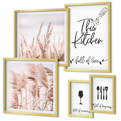 Modernes wandbilder-set Boho-Küche – Liebe zum Kochen