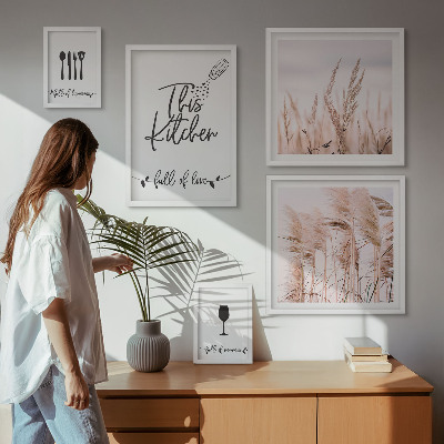Modernes wandbilder-set Boho-Küche – Liebe zum Kochen