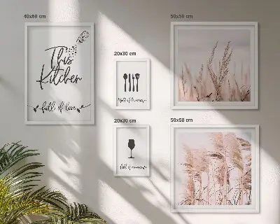 Modernes Wandbilder-Set Boho-Küche mit dem Motiv Liebe zum Kochen