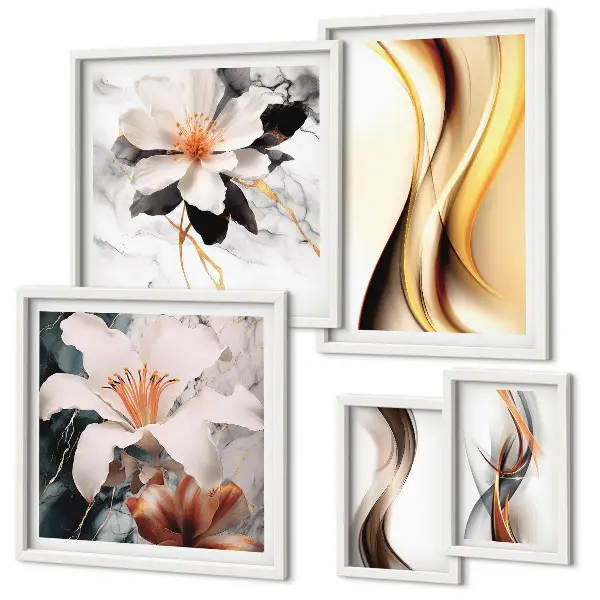 Bildergalerie-Set für die Wand mit abstrakten Blumen stilvolles Set in abstrakter Blumenoptik