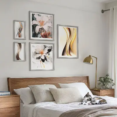 Bildergalerie-Set für die Wand mit abstrakten Blumen stilvolles Set in abstrakter Blumenoptik