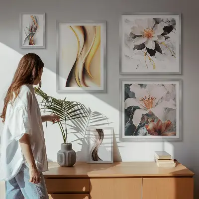 Bildergalerie-Set für die Wand mit abstrakten Blumen stilvolles Set in abstrakter Blumenoptik