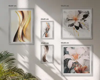 Bildergalerie-Set für die Wand mit abstrakten Blumen stilvolles Set in abstrakter Blumenoptik