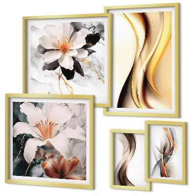Bildergalerie-Set für die Wand mit abstrakten Blumen stilvolles Set in abstrakter Blumenoptik