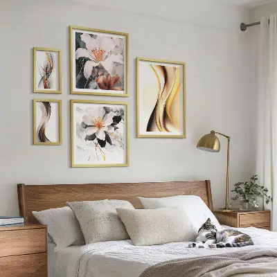 Bildergalerie-Set für die Wand mit abstrakten Blumen stilvolles Set in abstrakter Blumenoptik