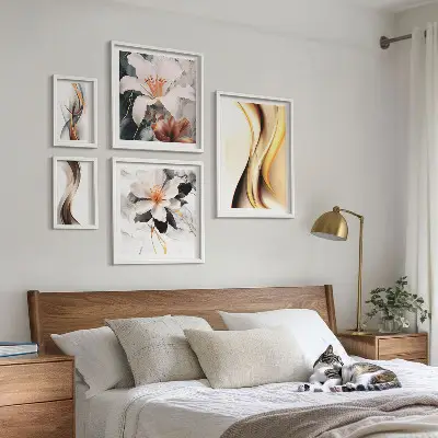 Bildergalerie-Set für die Wand mit abstrakten Blumen stilvolles Set in abstrakter Blumenoptik