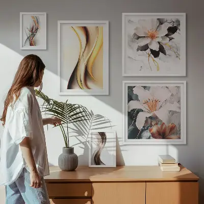 Bildergalerie-Set für die Wand mit abstrakten Blumen stilvolles Set in abstrakter Blumenoptik