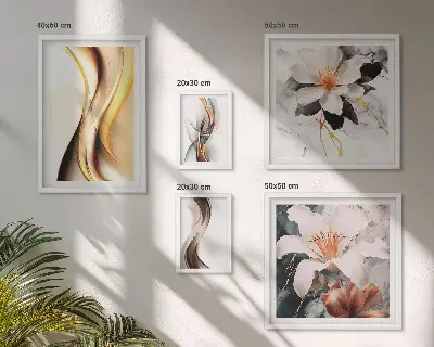Bildergalerie-Set für die Wand mit abstrakten Blumen stilvolles Set in abstrakter Blumenoptik