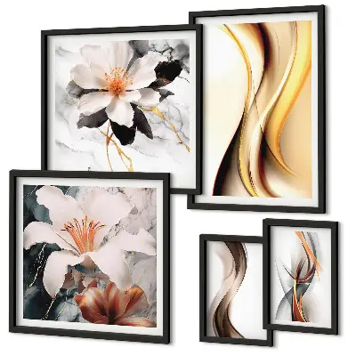 Bildergalerie-Set für die Wand mit abstrakten Blumen stilvolles Set in abstrakter Blumenoptik