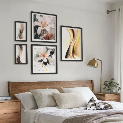 Bildergalerie-Set für die Wand mit abstrakten Blumen stilvolles Set in abstrakter Blumenoptik