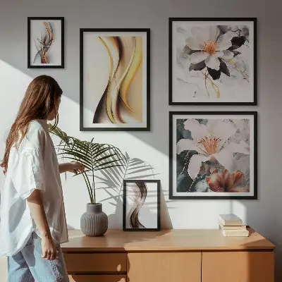 Bildergalerie-Set für die Wand mit abstrakten Blumen stilvolles Set in abstrakter Blumenoptik
