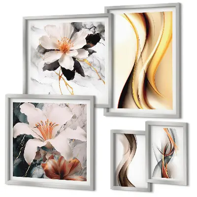 Bildergalerie-Set für die Wand mit abstrakten Blumen stilvolles Set in abstrakter Blumenoptik