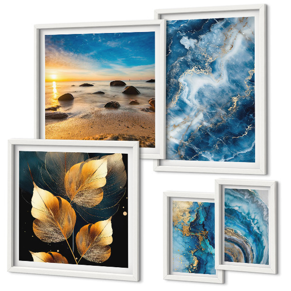 Bilderset fürs sofa Abstrakte blaue Landschaften