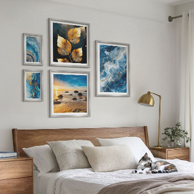 Bilderset fürs sofa Abstrakte blaue Landschaften