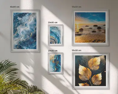 Abstrakte blaue Landschaften als Bilderset fürs Sofa