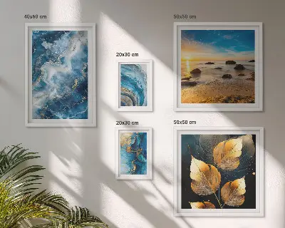 Abstrakte blaue Landschaften als Bilderset fürs Sofa
