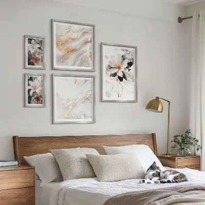 Bildergalerie-Set für die Wand mit Blumen, Marmor und Eleganz