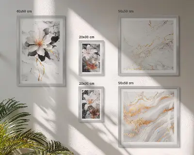 Bildergalerie-Set für die Wand mit Blumen, Marmor und Eleganz