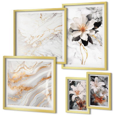 Bildergalerie-set für die wand Blumen, Marmor, Eleganz