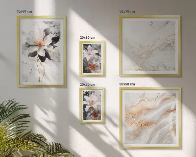 Bildergalerie-Set für die Wand mit Blumen, Marmor und Eleganz