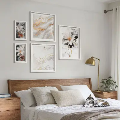 Bildergalerie-Set für die Wand mit Blumen, Marmor und Eleganz