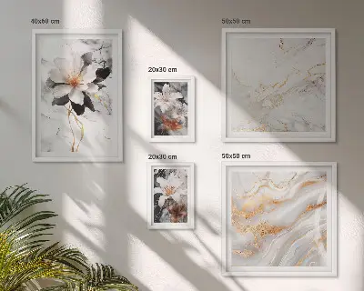 Bildergalerie-Set für die Wand mit Blumen, Marmor und Eleganz