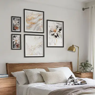 Bildergalerie-Set für die Wand mit Blumen, Marmor und Eleganz