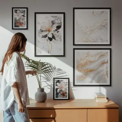 Bildergalerie-Set für die Wand mit Blumen, Marmor und Eleganz