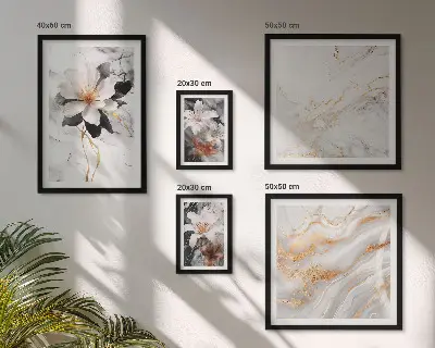 Bildergalerie-Set für die Wand mit Blumen, Marmor und Eleganz