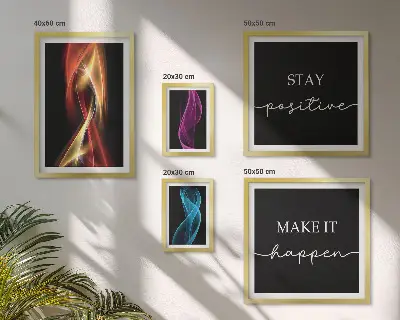Modernes Wandbilder-Set mit Zitaten, Lichtmustern und Inspirationen