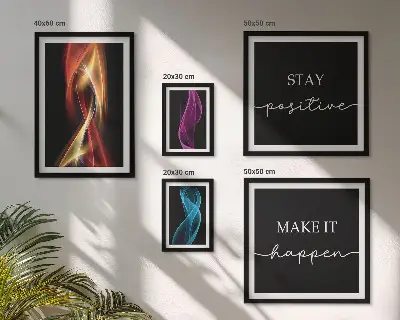 Modernes Wandbilder-Set mit Zitaten, Lichtmustern und Inspirationen