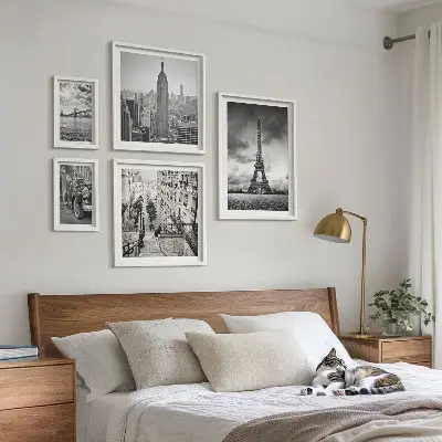 Bilderset fürs Sofa mit Stadtlandschaften und architektonischen Ikonen