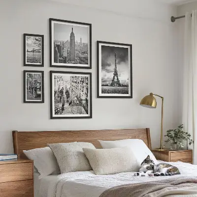Bilderset fürs Sofa mit Stadtlandschaften und architektonischen Ikonen