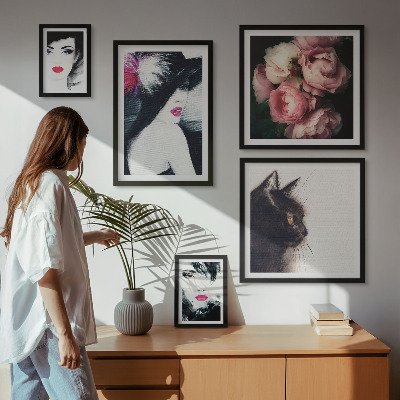 Modernes wandbilder-set Stilvolle Porträts von Frauen mit Rosen