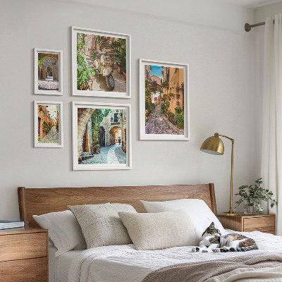 Bilderset fürs sofa Bezaubernde Straßen voller Blumen