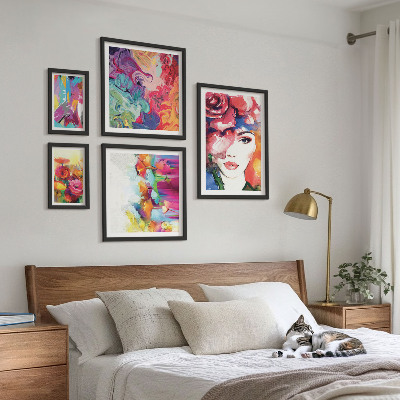 Modernes wandbilder-set Farbenfrohe abstrakte Porträts