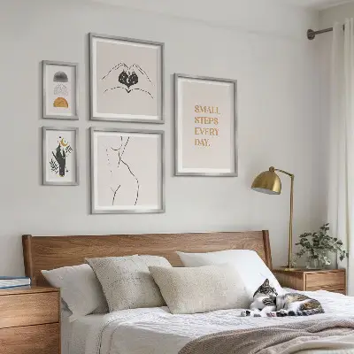 Bildergalerie-Set für die Wand mit Motiven zu Motivation, positivem Denken und Minimalismus