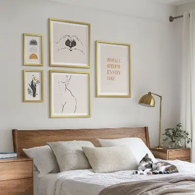 Bildergalerie-Set für die Wand mit Motiven zu Motivation, positivem Denken und Minimalismus