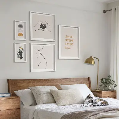 Bildergalerie-Set für die Wand mit Motiven zu Motivation, positivem Denken und Minimalismus