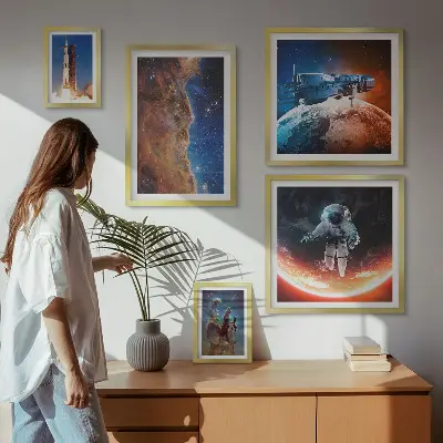 Bilderset für das Sofa mit Motiv Raumfahrt in der Galaxie