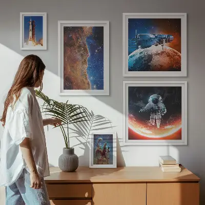 Bilderset für das Sofa mit Motiv Raumfahrt in der Galaxie