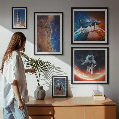 Bilderset für das Sofa mit Motiv Raumfahrt in der Galaxie