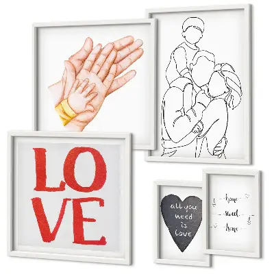 Bildergalerie-Set für die Wand mit den Motiven Familie, Liebe, Wärme und Glück